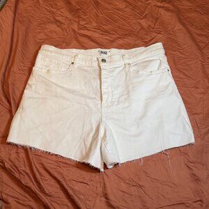 Paige Asher Denim Button Down Shorts - White - 32